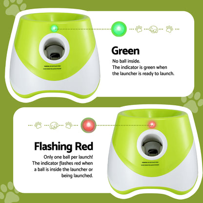 i.Pet Dog Ball Launcher Thrower with 6 Balls & 3/6/9m Launch Distances Green