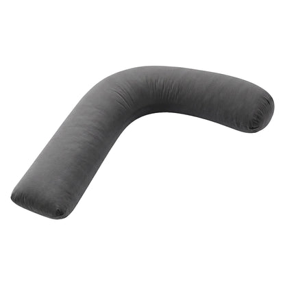 Giselle Bedding Pregnancy Pillow for Side Sleeping L-Shaped Maternity Body Pillow for Women 100% Cotton Jersey Cover for Head Neck Belly Support, 63x115 cm Grey