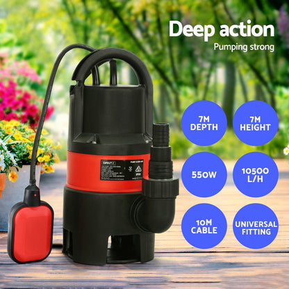 Giantz Garden Submersible Pump 550W Dirty Water Bore Tank Well Steel Sewerage