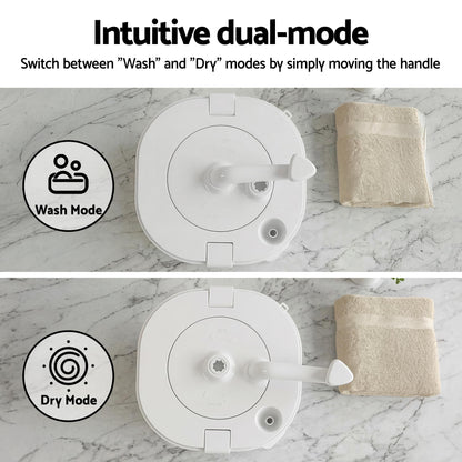 Devanti Portable Washing Machine Manual Spin Dryer Compact for Camping Caravan Apartment