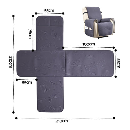 Artiss Quilted Recliner Chair Covers Water Repellent Recliner Slipcovers Grey