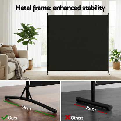 Artiss Room Divider Screen 175x180cm Fabric Black