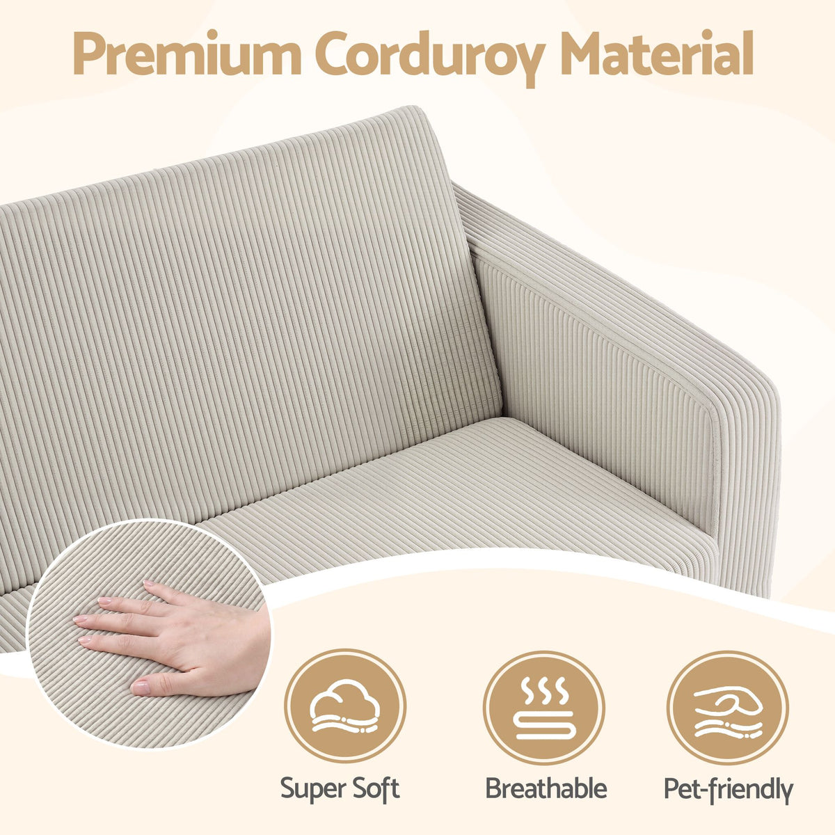 Artiss 2-in-1 Kids Sofa Toddler Foam Couch with Side Pocket Light Grey