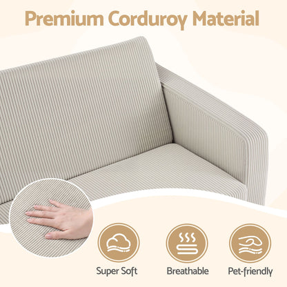 Artiss 2-in-1 Kids Sofa Toddler Foam Couch with Side Pocket Light Grey