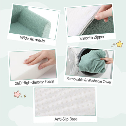 Artiss Kids Sofa Toddler Foam Couch with Carry Handle Mint Green