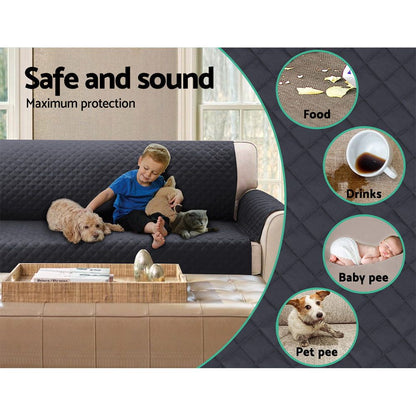 Artiss Sofa Cover Couch Covers 3 Seater Easy to Clean Dark Grey