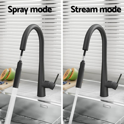 Cefito Kitchen Mixer Tap Pull Out Round 2 Mode Sink Basin Faucet Swivel WELS Black