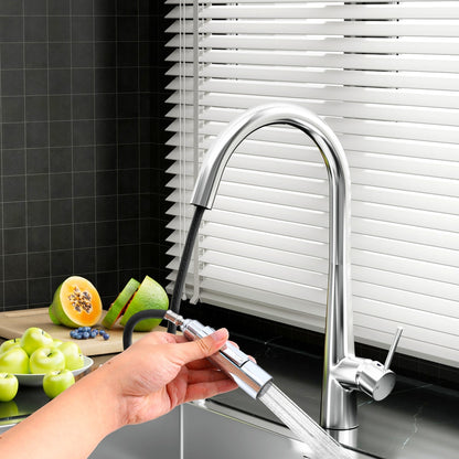 Cefito Kitchen Mixer Tap Pull Out Round 2 Mode Sink Basin Faucet Swivel WELS Chrome