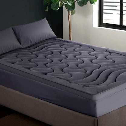 Giselle Bedding 3-Zone Pillowtop Mattress Topper 1000GSM for Back Pain Relief Washable with 45cm Deep Pocket Queen