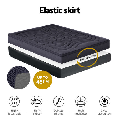 Giselle Bedding 3-Zone Pillowtop Mattress Topper 1000GSM for Back Pain Relief Washable with 45cm Deep Pocket Single
