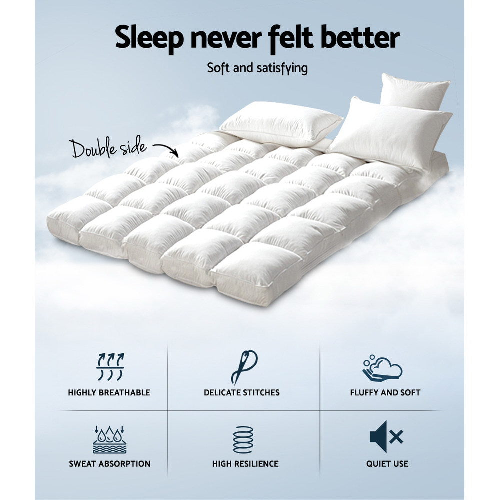 Giselle Bedding 5cm Bamboo Pillowtop Mattress Topper 1000GSM Mattress Pad for Back Pain Relief Washable Breathable Protector with 45cm Deep Pocket King