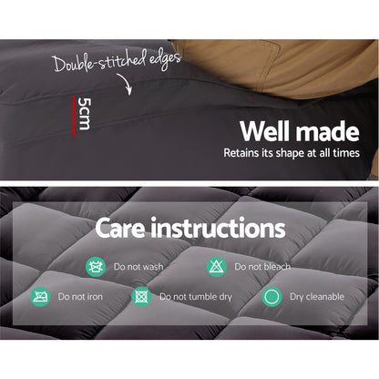Giselle Bedding Bamboo Charcoal Filling Pillowtop Topper 1000GSM 5cm Thick Pillowtop Pad for Back Pain Relief Washable with 45cm Deep Pocket Double