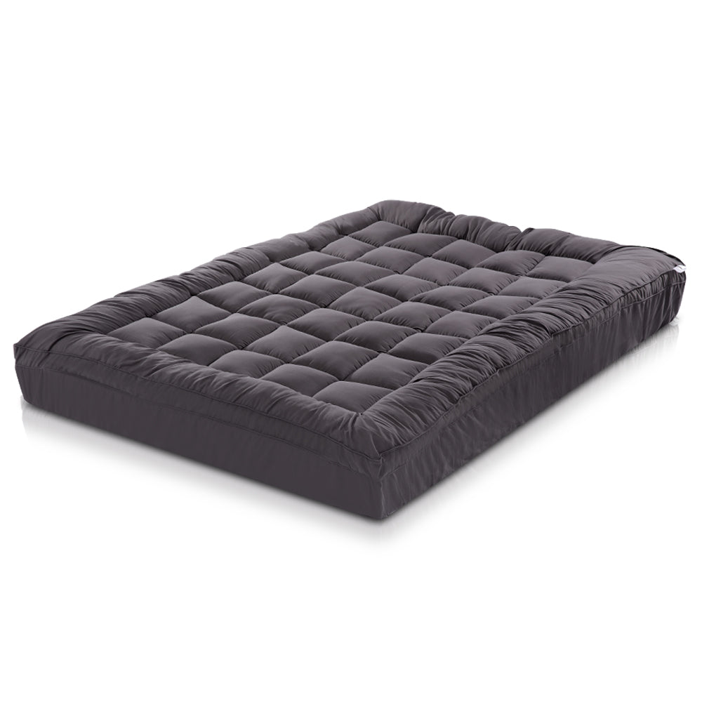 Giselle Bedding Bamboo Charcoal Filling Pillowtop Topper 1000GSM 5cm Thick Pillowtop Pad for Back Pain Relief Washable with 45cm Deep Pocket King Single