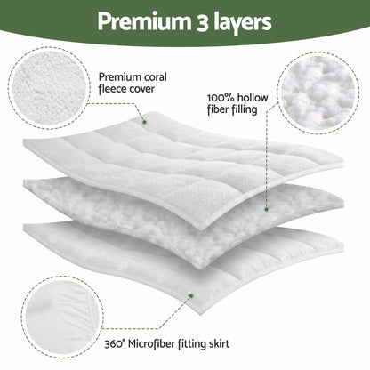 Giselle Bedding Double Mattress Topper 5cm Coral Fleece