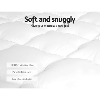 Giselle Bedding Pillowtop Mattress Topper 5cm Thick Mattress Pad for Back Pain Relief & Old Beds Machine Washable 500GSM Breathable Protector King