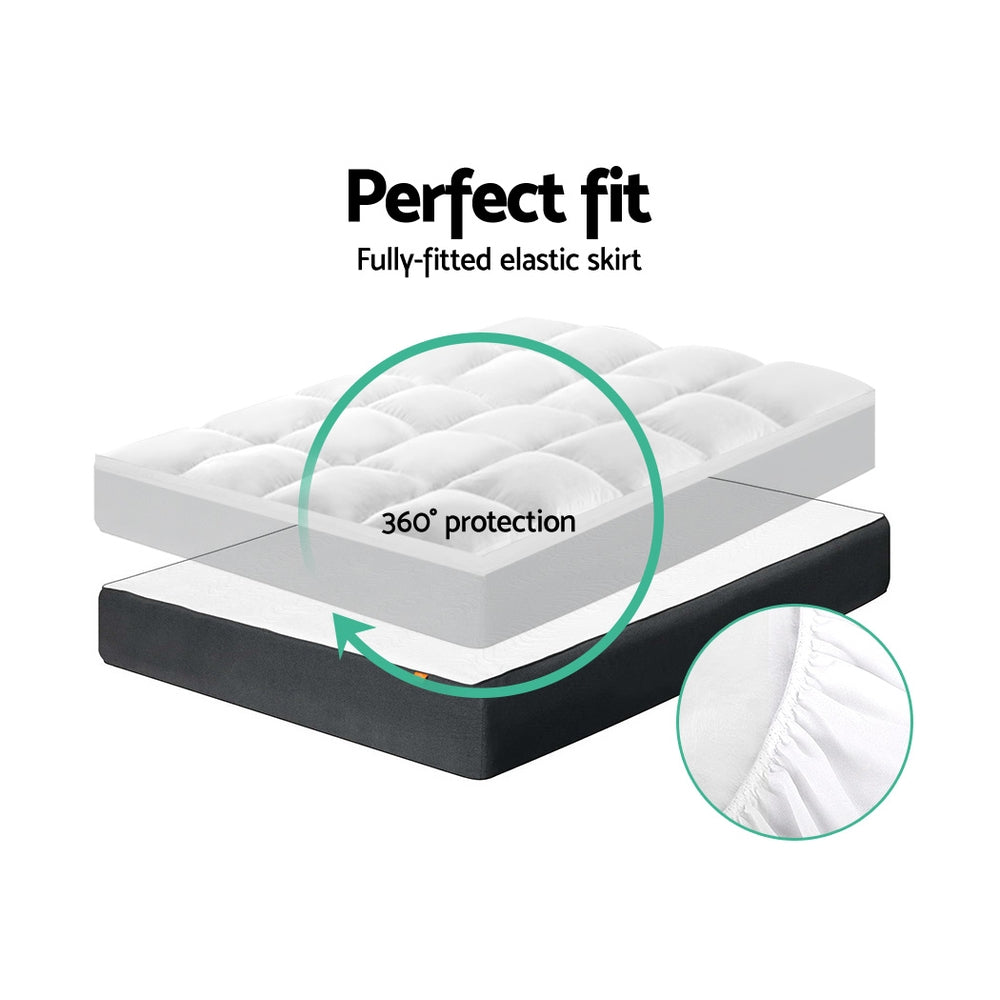 Giselle Bedding Pillowtop Mattress Topper 5cm Thick Pad for Back Pain Relief Washable Underlay Protector 1000GSM Microfibre Filling 45cm Deep Pocket King