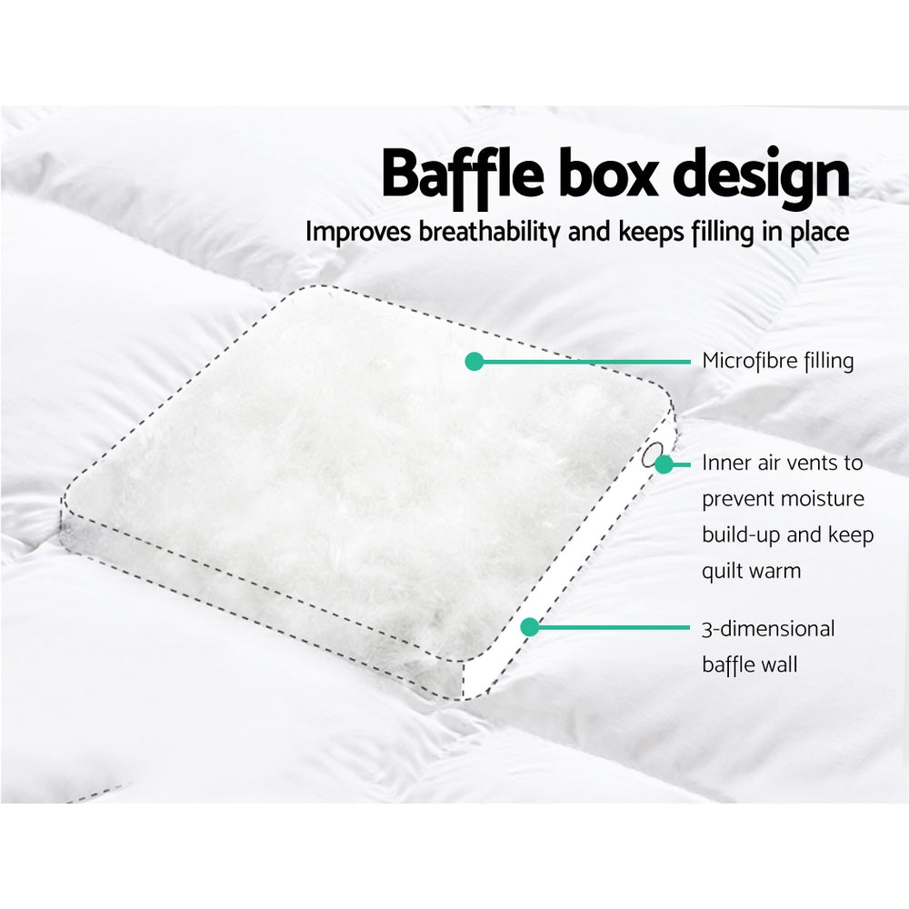 Giselle Bedding Pillowtop Mattress Topper 5cm Thick Pad for Back Pain Relief Washable Underlay Protector 1000GSM Microfibre Filling 45cm Deep Pocket King Single