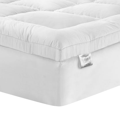 Giselle Bedding Pillowtop Mattress Topper 5cm Thick Pad for Back Pain Relief Washable Underlay Protector 1000GSM Microfibre Filling 45cm Deep Pocket King Single