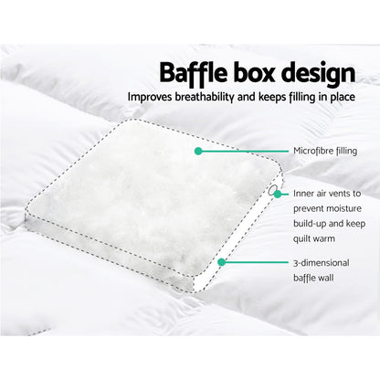 Giselle Bedding Pillowtop Mattress Topper 5cm Thick Pad for Back Pain Relief Washable Underlay Protector 1000GSM Microfibre Filling 45cm Deep Pocket Single
