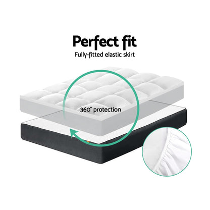 Giselle Bedding Pillowtop Mattress Topper 5cm Thick Pad for Back Pain Relief Washable Underlay Protector 1000GSM Microfibre Filling 45cm Deep Pocket Single
