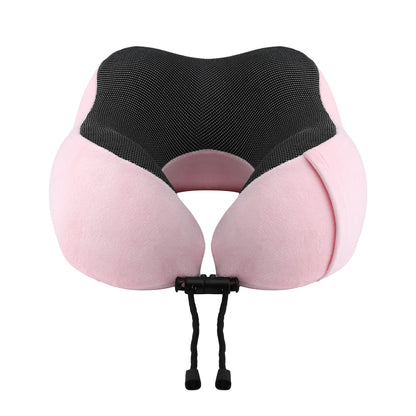 Wanderlite Travel Pillow for Airplanes Memory Foam Neck Pillows for Traveling, Soft & Washable Cover with Storage Bag, Portable Plane Accessories for Airplanes Offices Cars, Pink