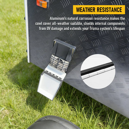 RV Truma Cowl Cover Silver Checker Aluminum Universal Flue Vent Truma Hotwater AU-White