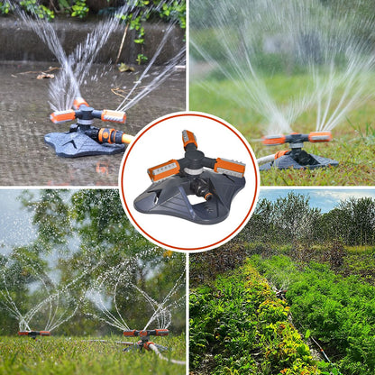 360° Garden Sprinkler 3-Arm Adjustable Lawn Water Sprinkler 36 Nozzles 200㎡