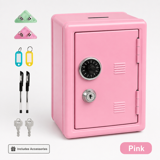 Lockable Metal Money Box, Cash & Coin Storage Box with Key Lock, Compact Piggy Bank for Kids & Adults, Office & Small Valuables