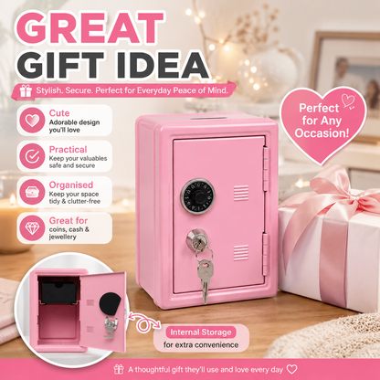 Lockable Metal Money Box, Cash & Coin Storage Box with Key Lock, Compact Piggy Bank for Kids & Adults, Office & Small Valuables