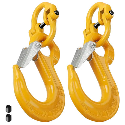 2SET 1.12T Sling Hook Heavy Duty Hammerlock/Slip Hook Kit With Swivel Winch & Safety Latch-Yellow