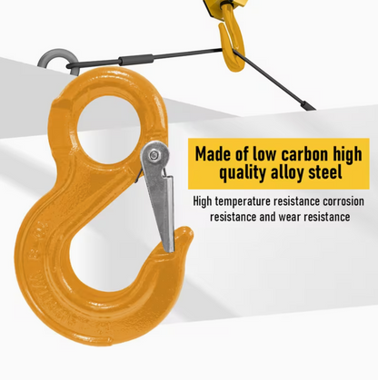 2SET 1.12T Sling Hook Heavy Duty Hammerlock/Slip Hook Kit With Swivel Winch & Safety Latch-Yellow