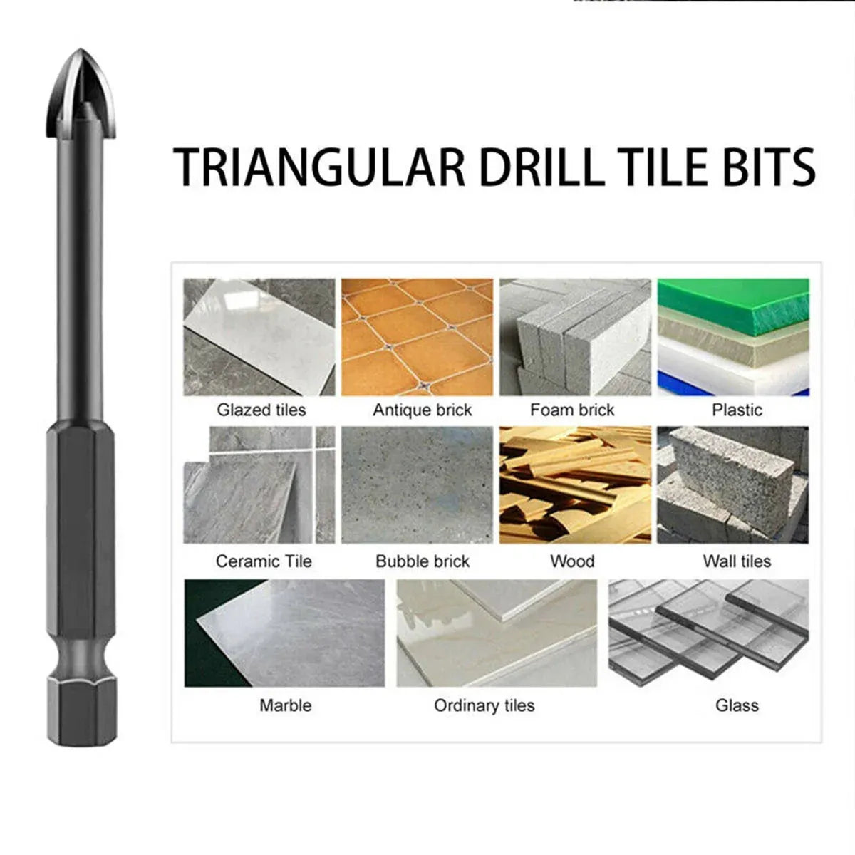 10X 6mm Hex Shank Tile Drill Bit for Porcelain Marble & Glass