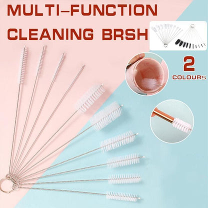 10Pcs Nylon Straw Brush Cleaner Bottle Tube Pipe Small Long Cleaning - Black