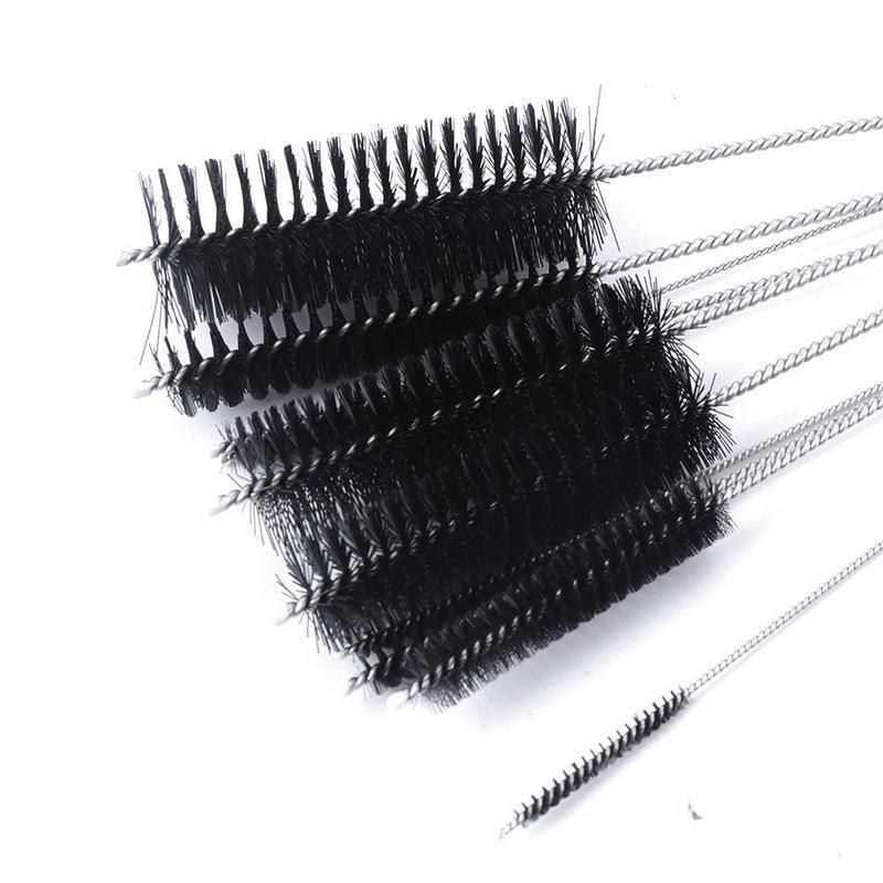 10Pcs Nylon Straw Brush Cleaner Bottle Tube Pipe Small Long Cleaning - Black
