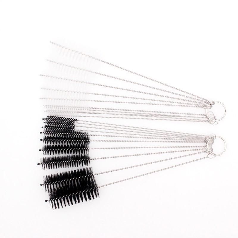 10Pcs Nylon Straw Brush Cleaner Bottle Tube Pipe Small Long Cleaning - Black