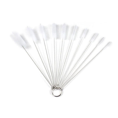 10Pcs Nylon Straw Brush Cleaner Bottle Tube Pipe Small Long Cleaning - Black