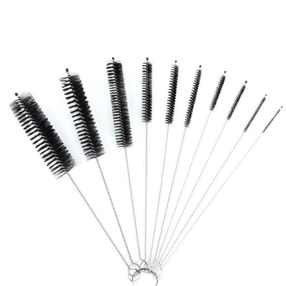 10Pcs Nylon Straw Brush Cleaner Bottle Tube Pipe Small Long Cleaning - White