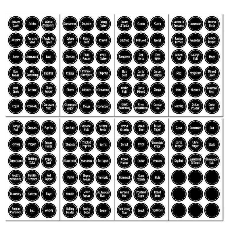144PCS Spice Herb Jar Labels Waterproof Pantry Stickers for Kitchen Storage Jars