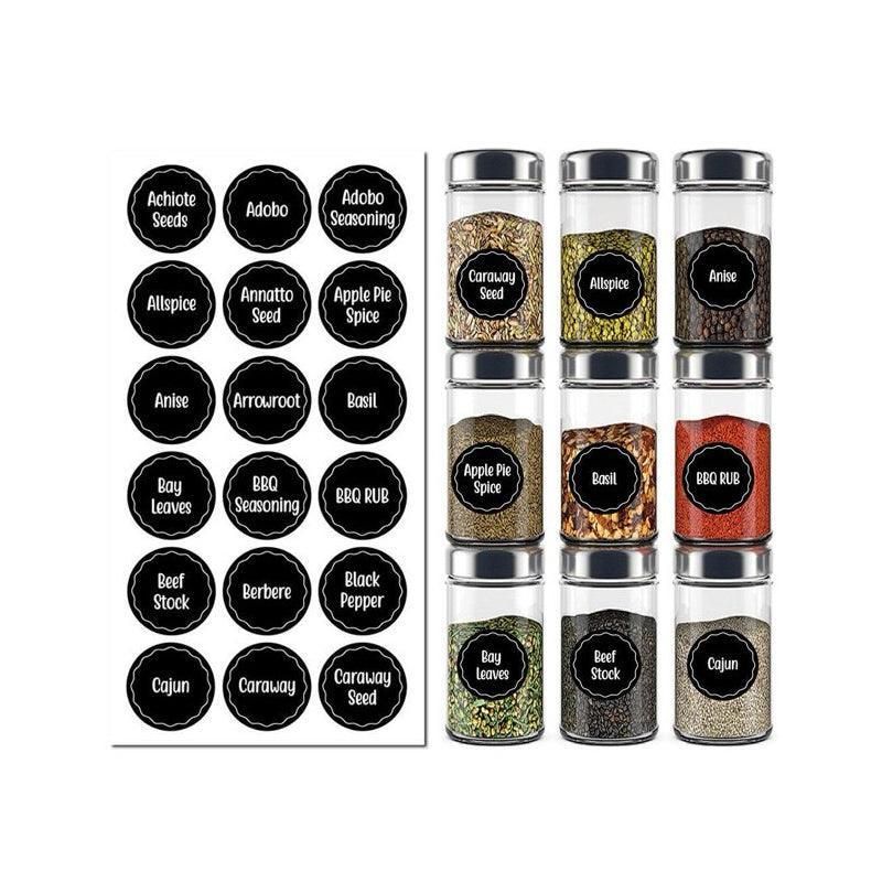 144PCS Spice Herb Jar Labels Waterproof Pantry Stickers for Kitchen Storage Jars