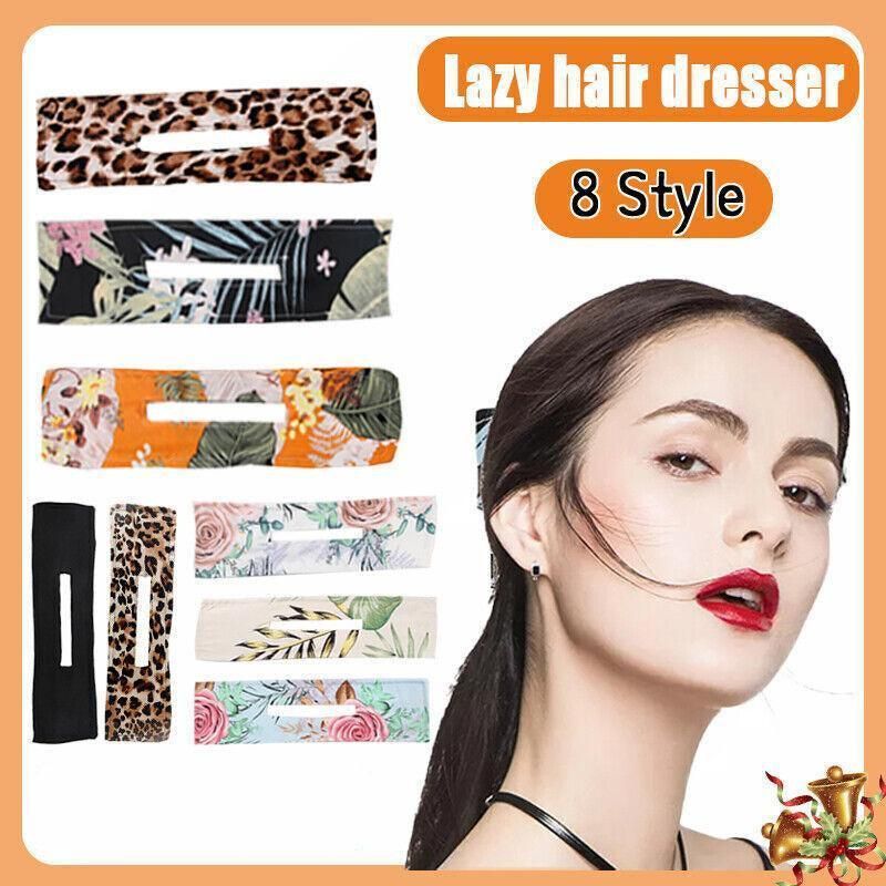 New Deft Bun Knotted Wire Hair Band Print Headband Twist Maker Hair Accessories - Black 02