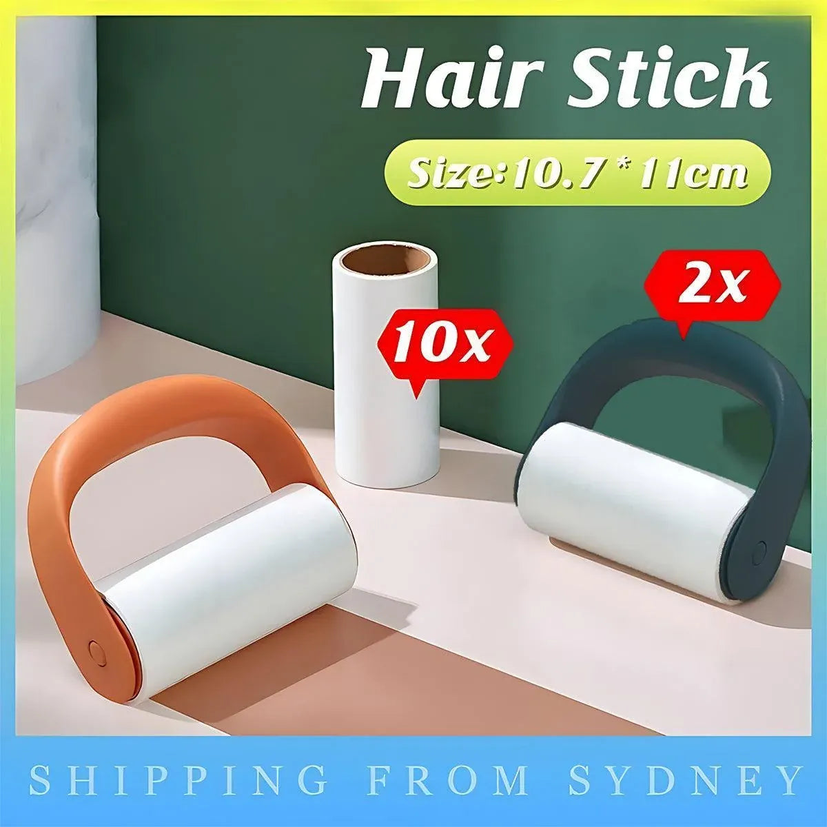 Reusable Washable Lint Roller Sticky Lint Roller Dust Clothes Hair Remover Clean - 2X Orange+10X Refills Rolls