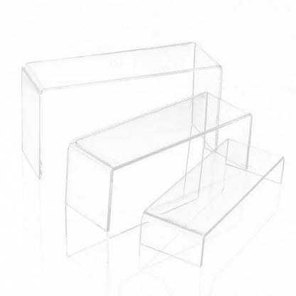 3Pcs Transparent Organiser for Shoes or Cosmetics Clear Acrylic Display Stand Set
