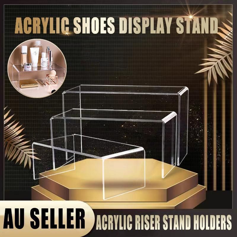 3Pcs Transparent Organiser for Shoes or Cosmetics Clear Acrylic Display Stand Set