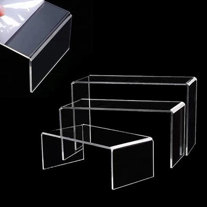 3Pcs Transparent Organiser for Shoes or Cosmetics Clear Acrylic Display Stand Set