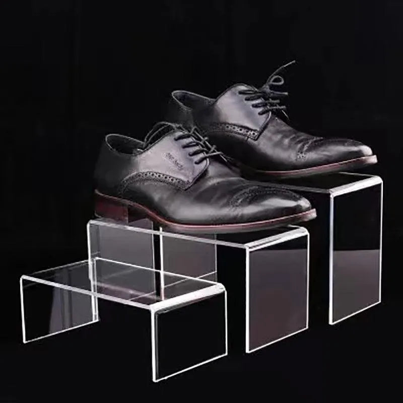3Pcs Transparent Organiser for Shoes or Cosmetics Clear Acrylic Display Stand Set