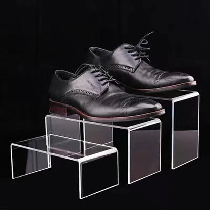 3Pcs Transparent Organiser for Shoes or Cosmetics Clear Acrylic Display Stand Set