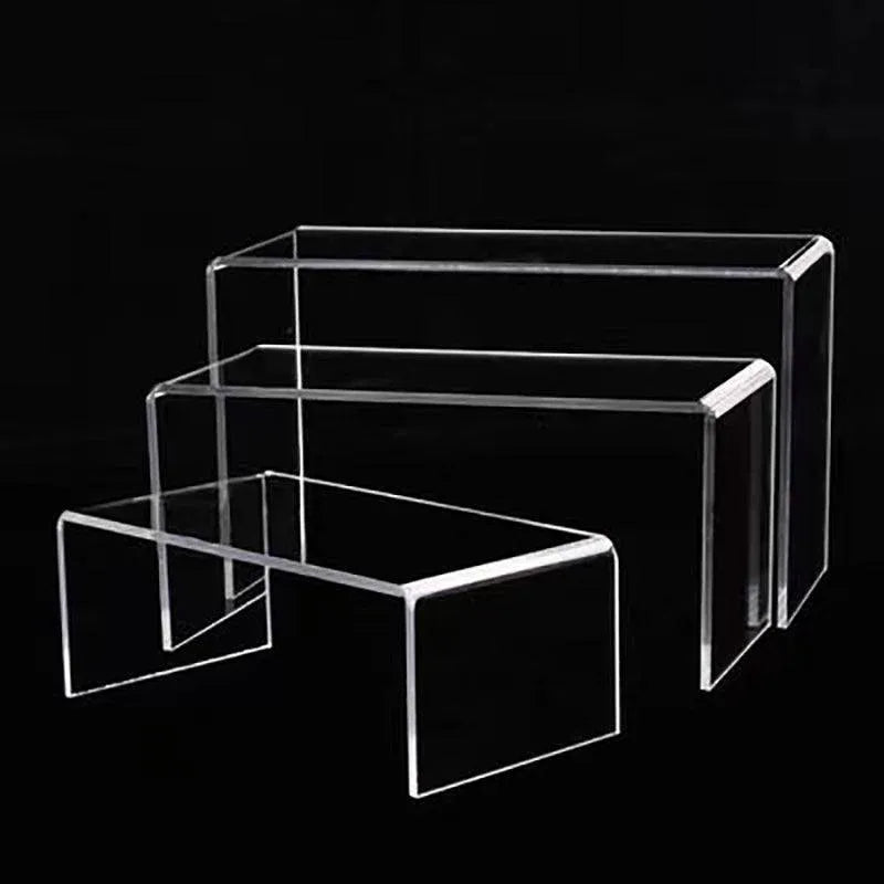 3Pcs Transparent Organiser for Shoes or Cosmetics Clear Acrylic Display Stand Set