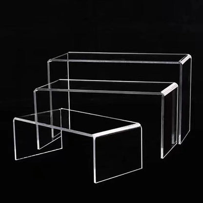 3Pcs Transparent Organiser for Shoes or Cosmetics Clear Acrylic Display Stand Set