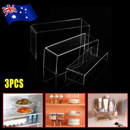 3Pcs Transparent Organiser for Shoes or Cosmetics Clear Acrylic Display Stand Set