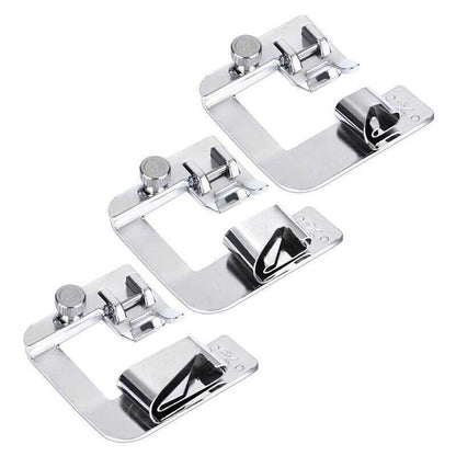 3Pcs Wide Rolled Hem Hemmer Foot For Domestic Sewing Machines Snap On Presser Au